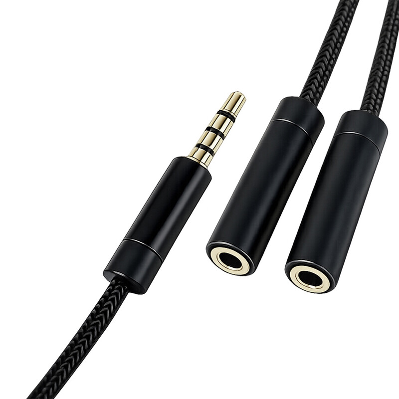 Адаптер ColorWay 3.5 мм - 2х3.5 мм (M/F), 0.28 м, Black (CW-AD-J2FJ)