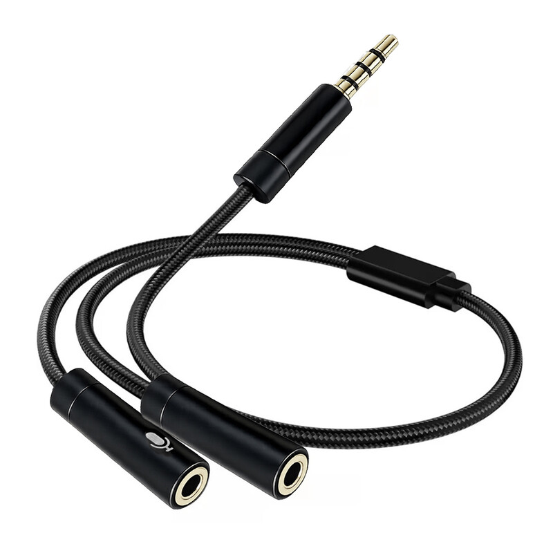 Адаптер ColorWay 3.5 мм - 2х3.5 мм (M/F), 0.28 м, Black (CW-AD-J2FJ)