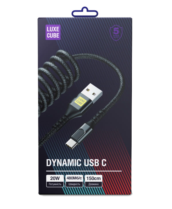 Кабель Luxe Cube Dynamic USB - USB Type-C (M/M), 1.5 м, Black (4446689101342)