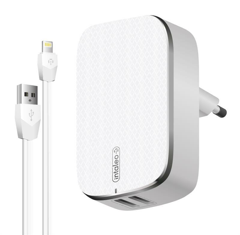Сетевое зарядное устройство Intaleo TCG242 (2USB, 2.4A) White (1283126477454) + кабель Lightning
