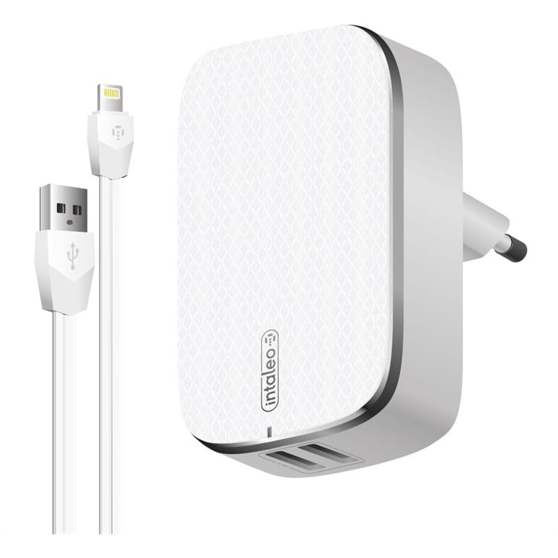 Сетевое зарядное устройство Intaleo TCG242 (2USB, 2.4A) White (1283126477454) + кабель Lightning
