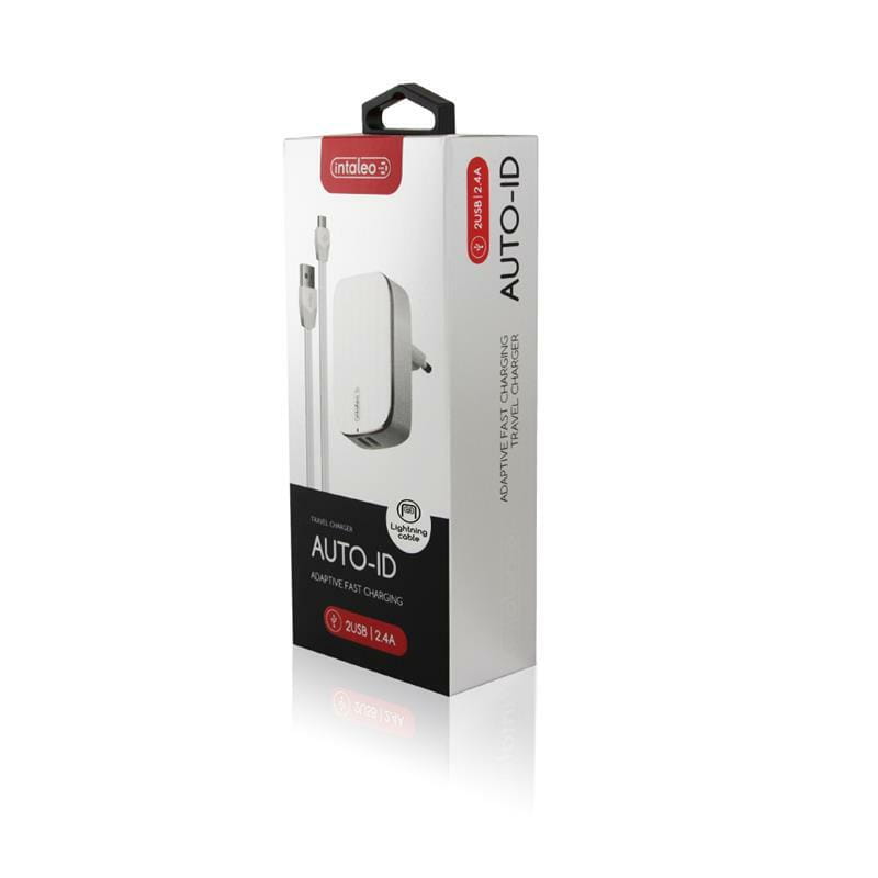 Сетевое зарядное устройство Intaleo TCG242 (2USB, 2.4A) White (1283126477454) + кабель Lightning