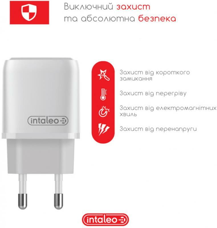 Сетевое зарядное устройство Intaleo TCGQPD120L (1USBx3A) White (1283126510007) + кабель Lightning