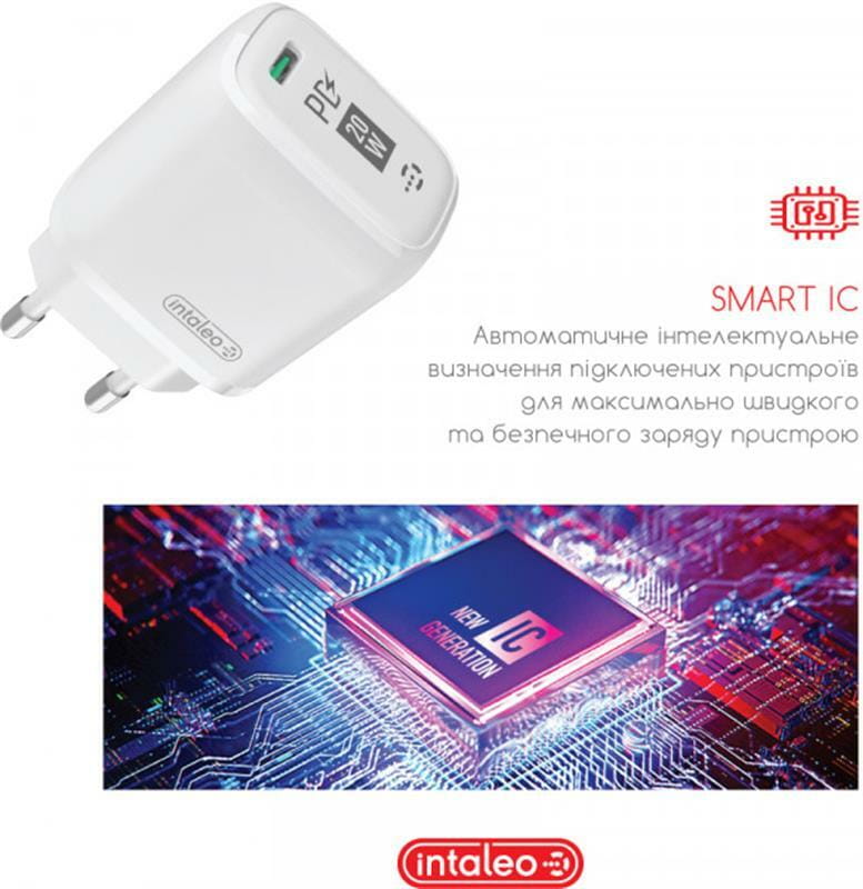 Мережевий зарядний пристрій Intaleo TCGQPD120T (1USBx3A) White (1283126509988) + кабель USB Type С