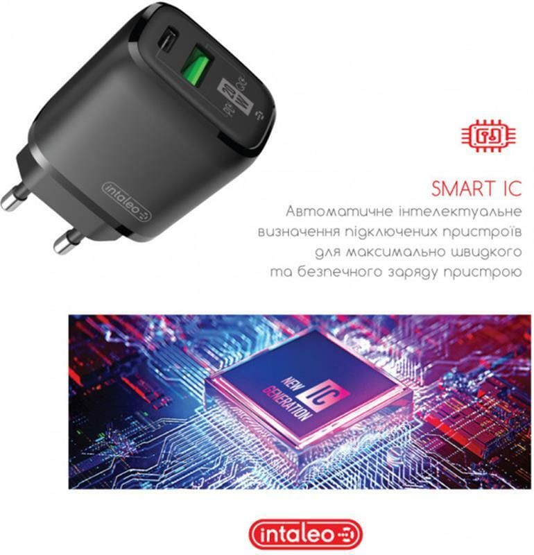 Сетевое зарядное устройство Intaleo TCGQPD220 (2USBx3A) Black (1283126509995)