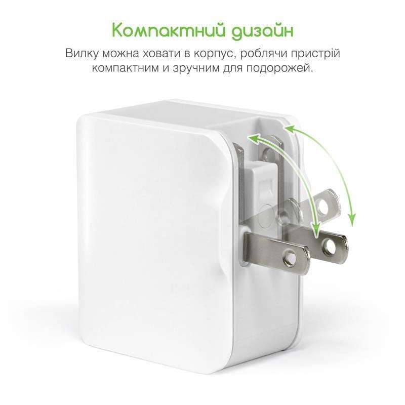 Сетевое зарядное устройство Intaleo TCA242 (2USB, 2.4A) White (1283126477492)