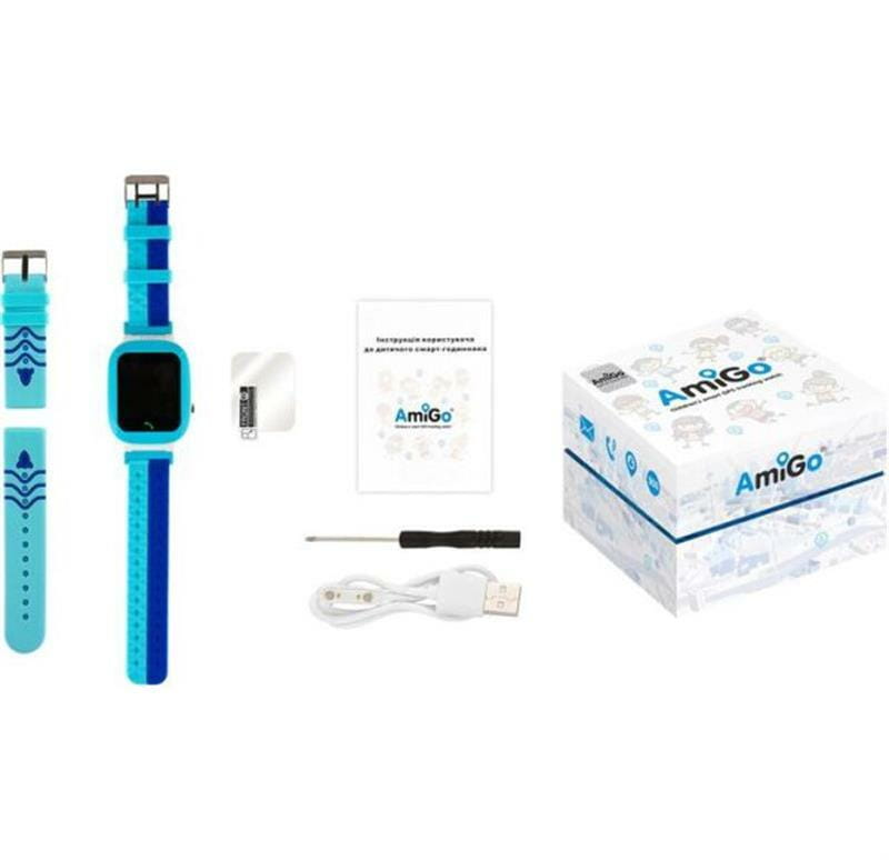 Дитячий смарт-годинник AmiGo GO004 Splashproof Camera+LED Blue