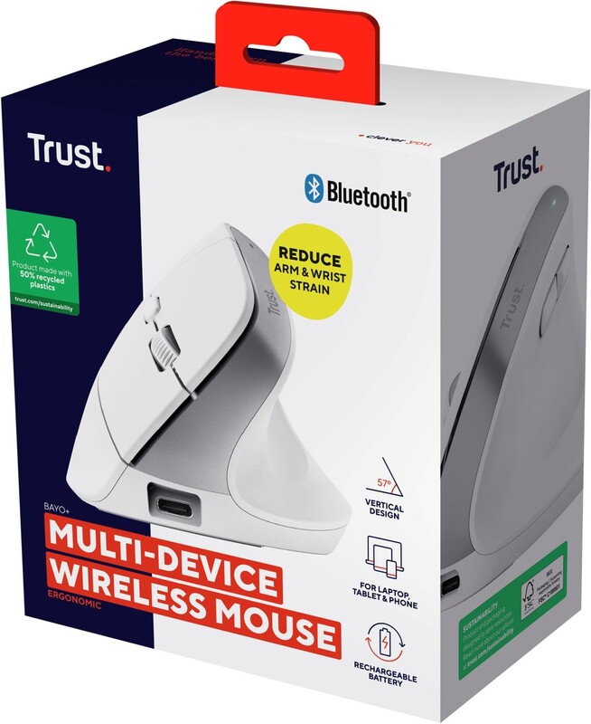 Мышь беспроводная Trust Bayo+ Multidevice Ergonomic White (25399)
