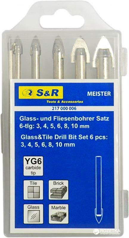 Набор сверл по стеклу и керамике S&R Meister (217000006) 6шт