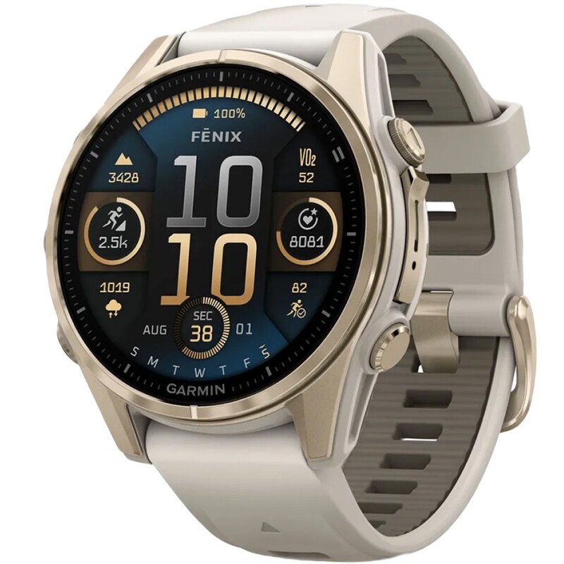 Смарт-годинник Garmin Fenix 8 43mm AMOLED Sapphire Soft Gold with Fog Gray Silicone (010-02903-11)