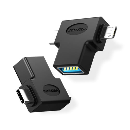 Фото - Кабель Vention Адаптер  USB - USB Type-C + micro USB V 3.0 (F/M) Black  CDI (CDIB0)