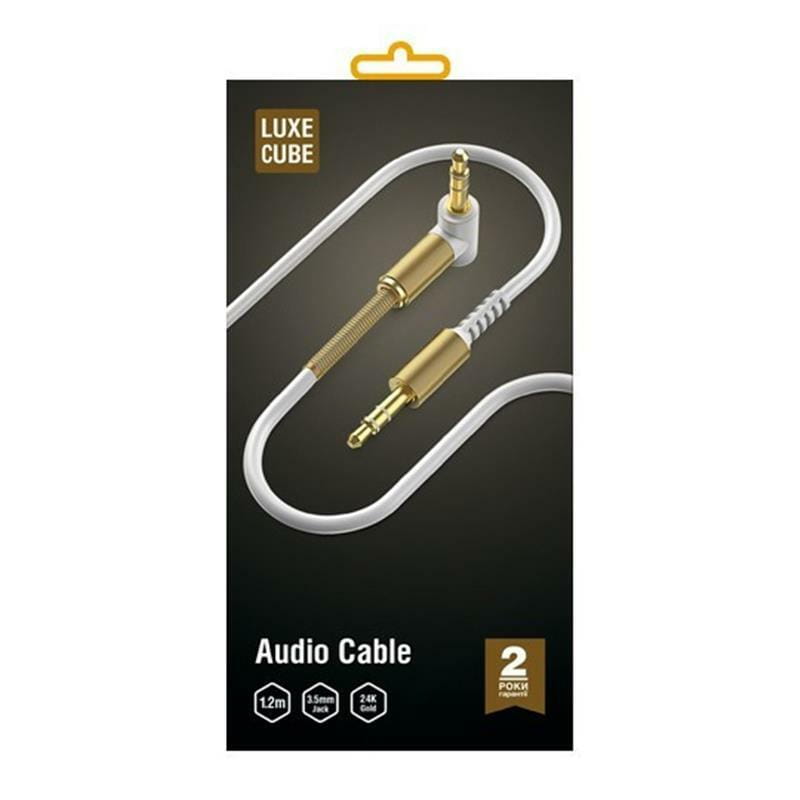 Аудіо-кабель Luxe Cube 3.5 мм - 3.5 мм (M/M), 1.2 м, білий (7775557575679)