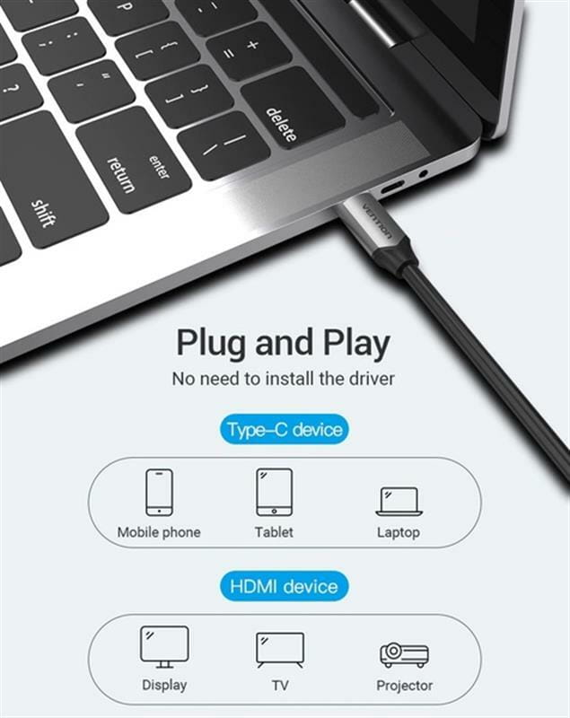 Кабель Vention HDMI - USB+USB-C, 1.5 m, Black (CGTBG)