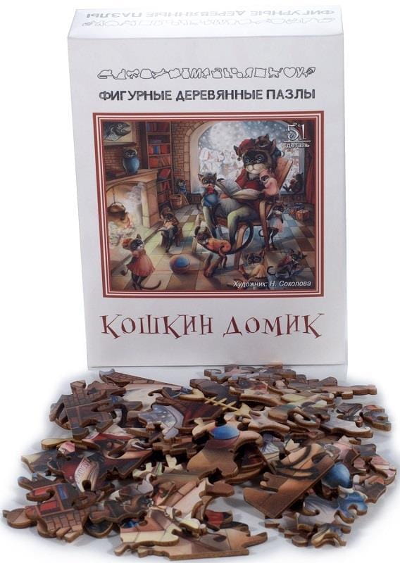 Пазл деревянный фигурный Нескучные игры Кошкин Дом (8167)