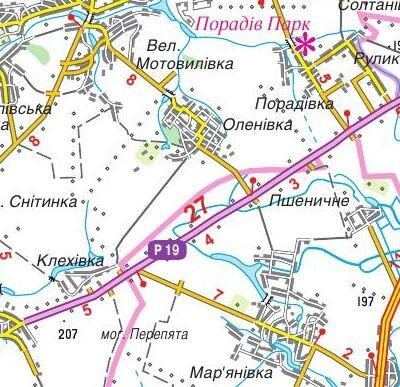 Карта автомобильных дорог Киевской области м-б 1:250 000