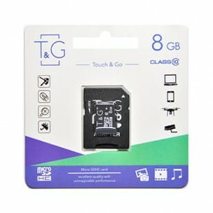 Карта памяти MicroSDHC   8GB Class 10 T&G + SD-adapter (TG-8GBSDCL10-01)