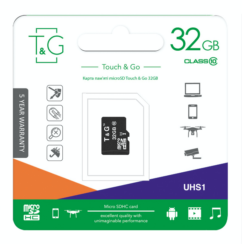 Карта памяти MicroSDHC  32GB UHS-I Class 10 T&G (TG-32GBSD10U1-00)