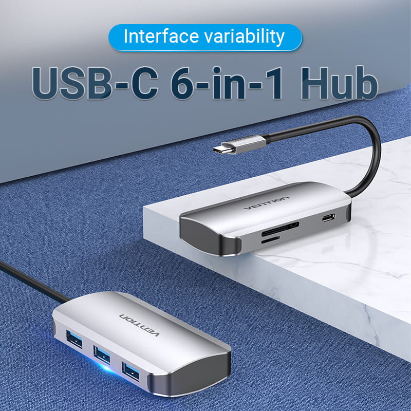 Док-станция Type-C Vention 6-в-1 (TNHHB)