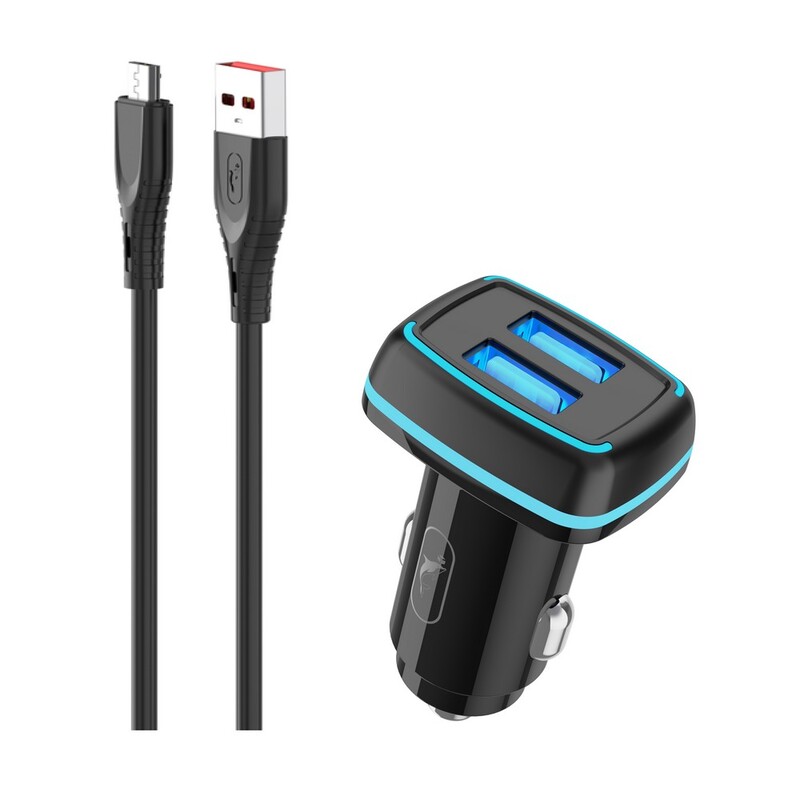 Автомобильное зарядное устройство SkyDolphin SZ18V (2USB, 3.4A) Black (AZP-000101) + кабель microUSB_бн