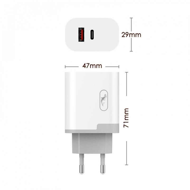 Зарядное устройство SkyDolphin SC17 PD+QC3.0 (2USB, 3A) White (MZP-000110)_бн