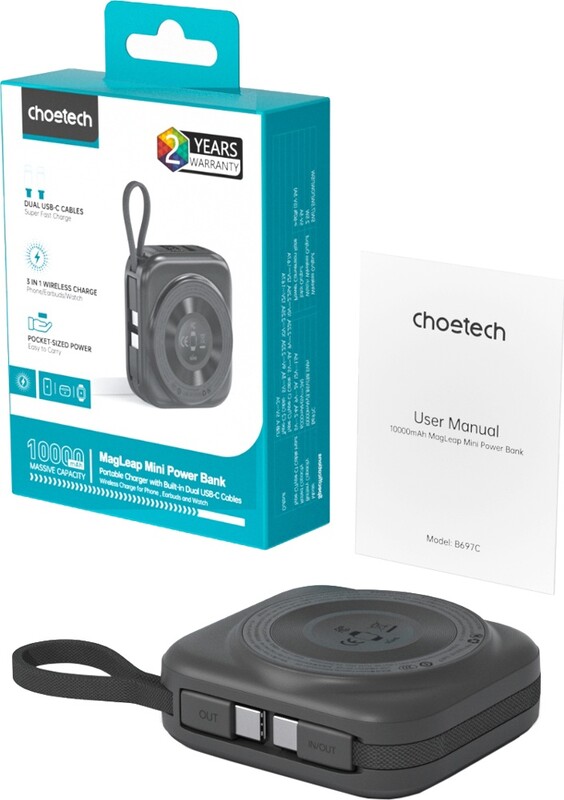 Универсальная мобильная батарея Choetech B697C Magnetic 10000mAh 22.5W Black (B697C-BKGY)
