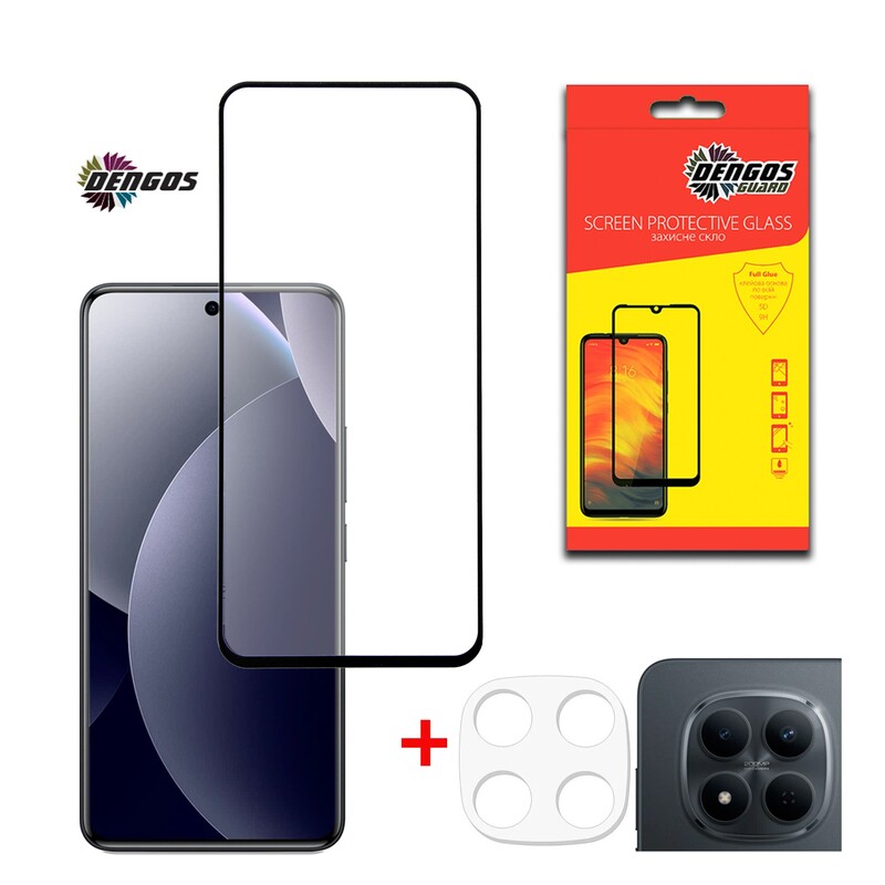 Защитное стекло Dengos для Xiaomi Redmi Note 15 Pro 5G Black Full Glue (DG-TGSCP-13)