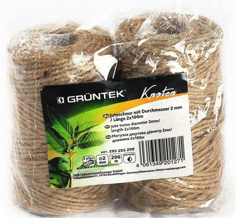 Шпагат джутовый Gruntek 2 мм x 100 м 2 рулона (295203200)