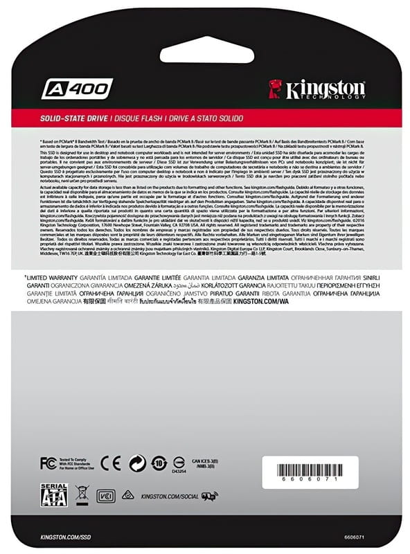 Накопичувач SSD  480GB Kingston SSDNow A400 2.5" SATAIII (SA400S37/480G)