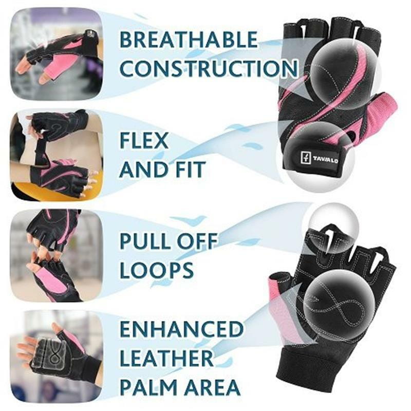 Перчатки для фитнеса Tavialo женские S Black-Pink кожа (188103007)