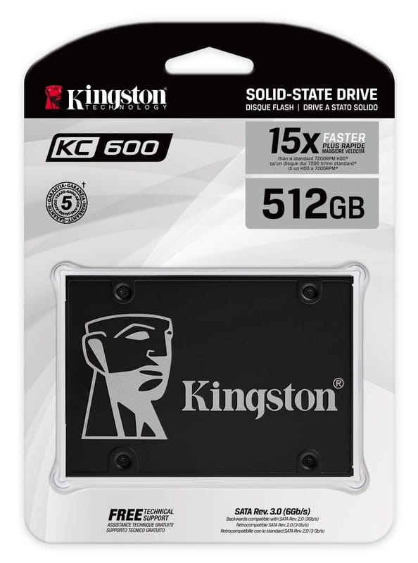 Накопитель SSD  512GB Kingston KC600 2.5" SATAIII 3D TLC (SKC600/512G)