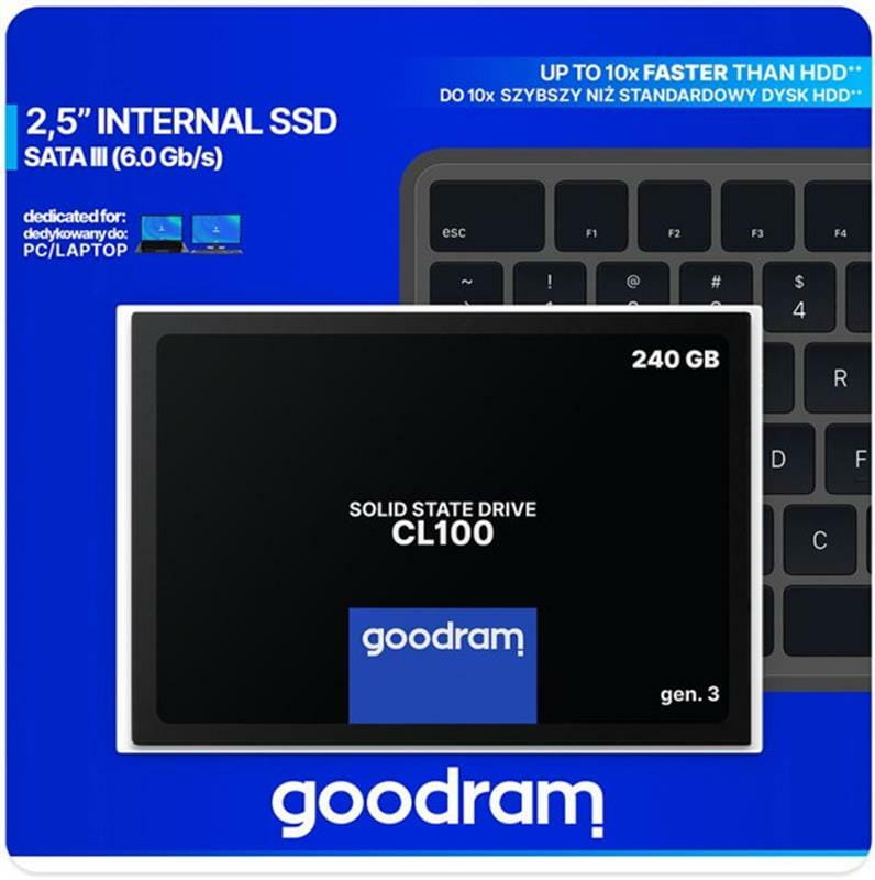 Накопитель SSD  240GB Goodram CL100 GEN.3 2.5" SATAIII 3D TLC (SSDPR-CL100-240-G3)