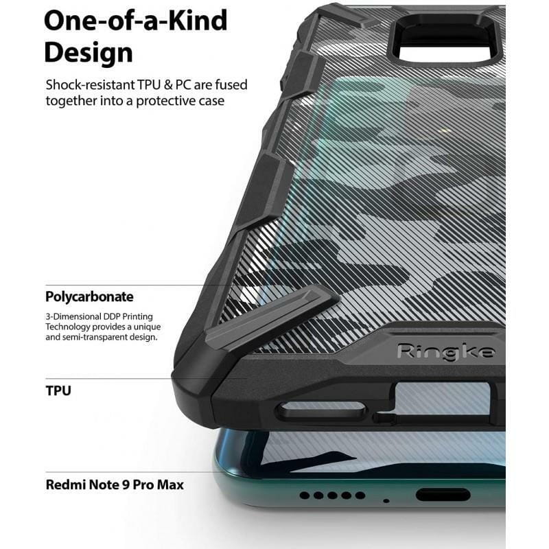 Чехол-накладка Ringke Fusion X для Xiaomi Redmi Note 9S/Note 9 Pro/Note 9 Pro Max Camo Black (RCX4809)