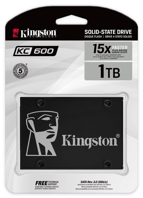 Накопитель SSD 1TB Kingston KC600 2.5" SATAIII 3D TLC (SKC600/1024G)