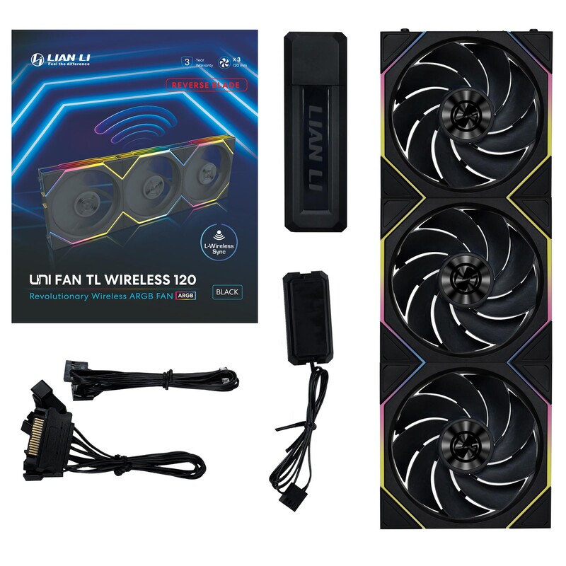 Вентилятор Lian Li Uni Fan TL Wireless Reverse 120-3 Black (G99.12RTL1W3B.00)