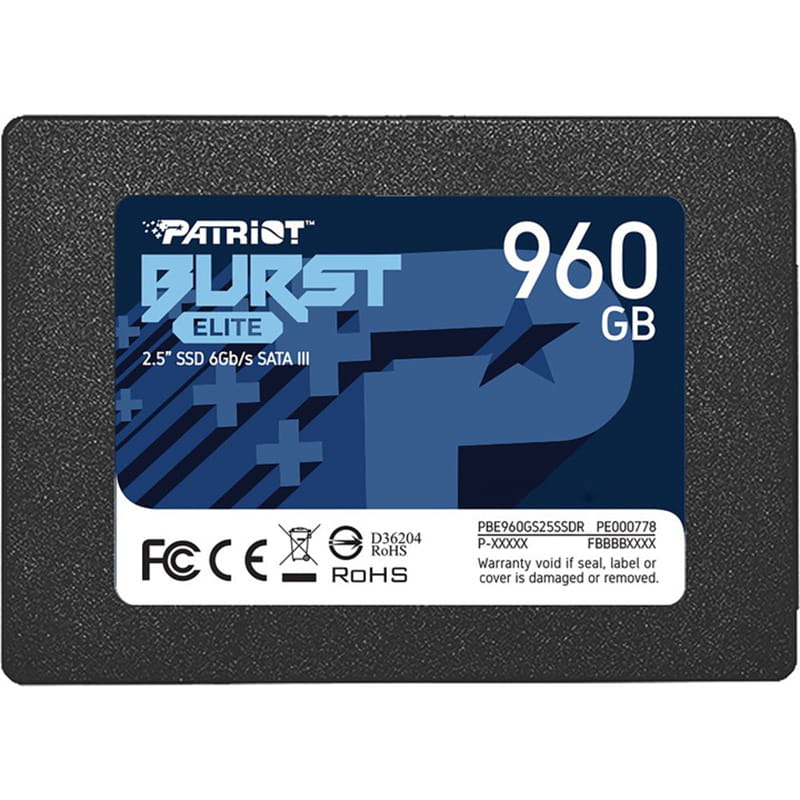 Накопитель SSD  960GB Patriot Burst Elite 2.5" SATAIII TLC (PBE960GS25SSDR)