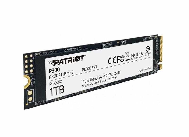 Накопитель SSD 1TB Patriot P300 M.2 2280 PCIe 3.0 x4 NVMe TLC (P300P1TBM28)