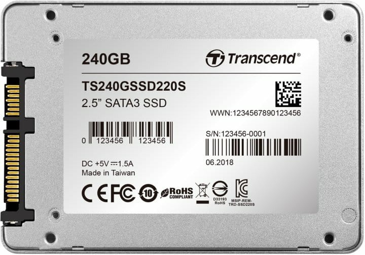 Накопитель SSD  240GB Transcend SSD220 2.5" SATA III TLC (TS240GSSD220S)
