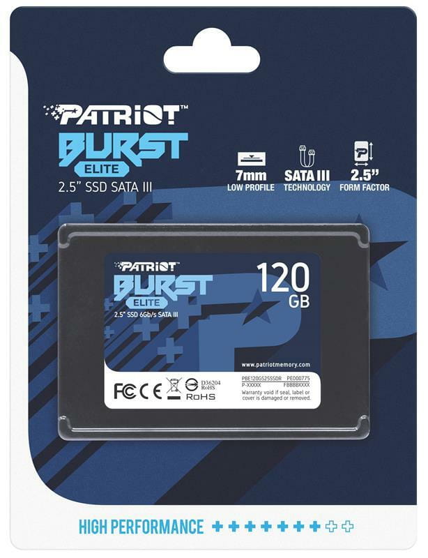 Накопитель SSD  120GB Patriot Burst Elite 2.5" SATAIII TLC (PBE120GS25SSDR)