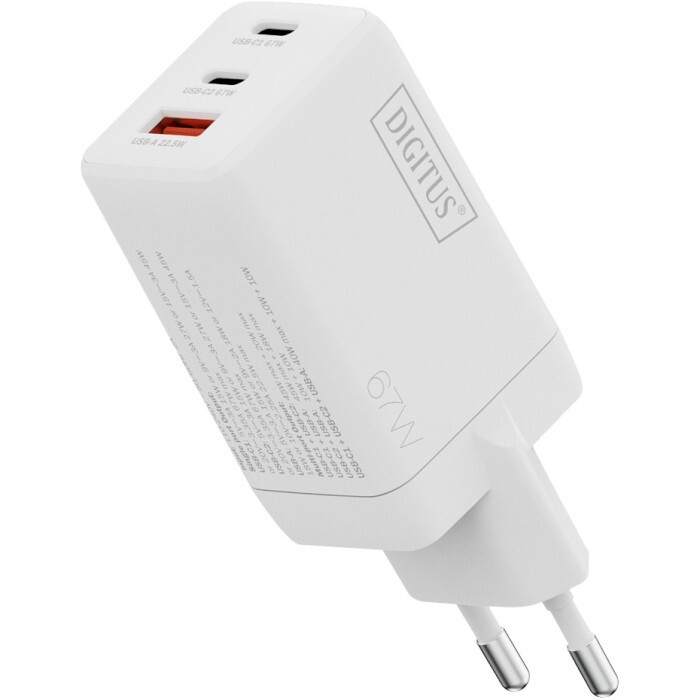 Сетевое зарядное устройство Digitus (2USB-C, 3A, 1USB-A, 3A) 67W White (DA-10303)