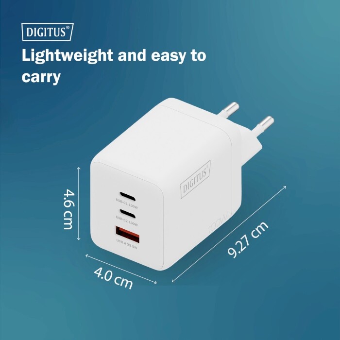 Сетевое зарядное устройство Digitus (2USB-C, 3A, 1USB-A, 3A) 100W White (DA-10304)