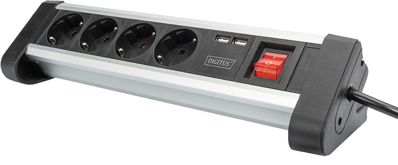 Фільтр живлення Digitus DA-70614 4 розетки, 2 USB, 1.5 м, Silver