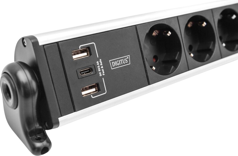 Фільтр живлення Digitus DA-70624 6 розетки, 2 USB, USB-C, 1.5 м, Silver