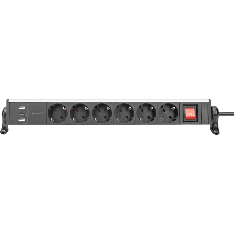 Фільтр живлення Digitus DA-70624 6 розетки, 2 USB, USB-C, 1.5 м, Silver