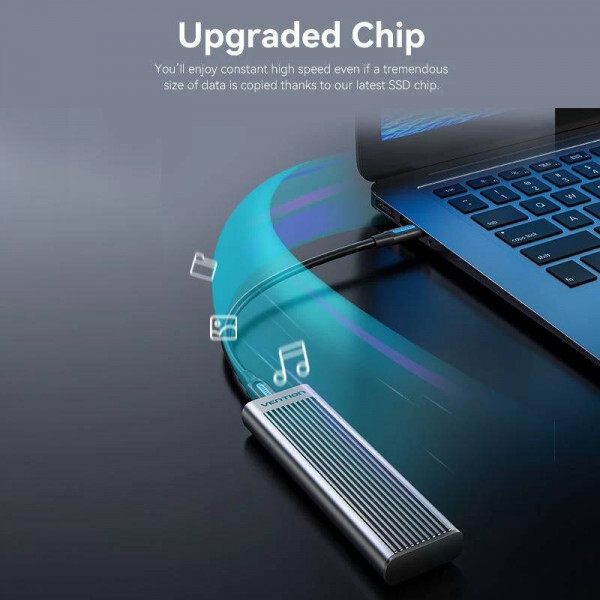 Внешний карман Vention для SSD M.2 (NVMe) M-key USB 3.2 Type-C Heat Sink Aluminum Grey (KPKH0)