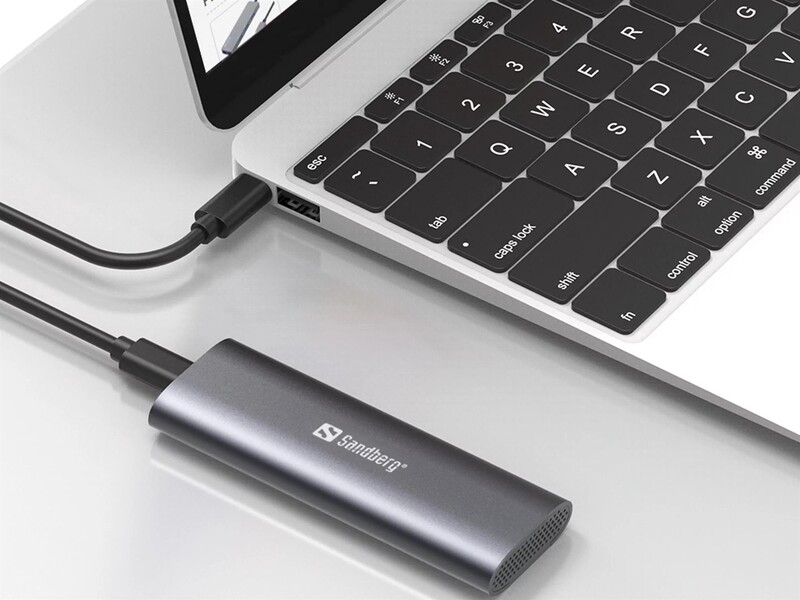 Внешний карман Sandberg для SSD M.2 (NVMe) M-key USB 3.2 Type-C Grey (136-39)