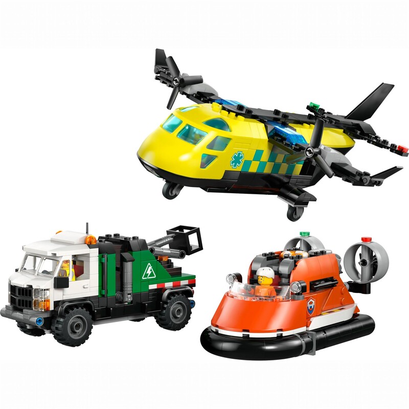 Конструктор LEGO City Ремікс літака, вантажівки та судна на повітряній подушці (60505)
