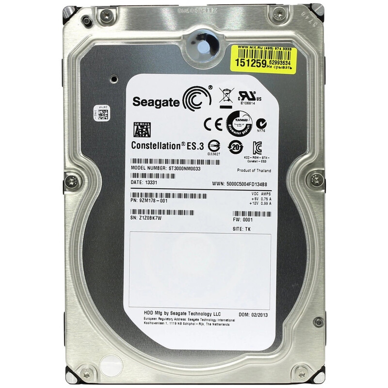 Накопичувач HDD SATA 3.0TB Seagate Constellation ES.3 7200rpm 128MB (ST3000NM0033)