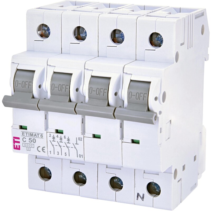 Автоматический выключатель ETI ETIMAT 6 3p+N C 50 А (6 kA) (2146521)