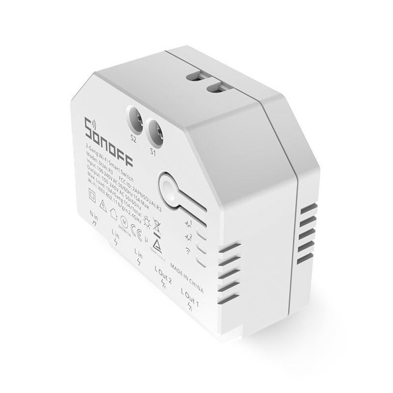 Смарт-переключатель Sonoff Wi-Fi с двойным реле и измерением мощности DUALR3