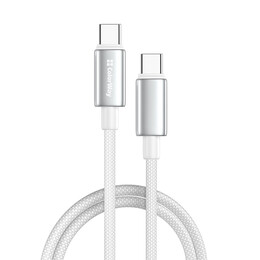 Кабель ColorWay USB Type-C - USB Type-C (M/M), zinc alloy braided, 5А, 2 м, White (CW-CBPDCC099-WT)